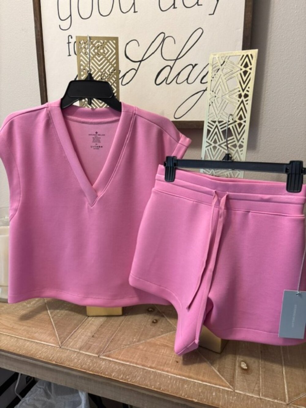 NEW Antonio Melani 2PC Pink Top & Shorts Set Women's XS Matching Outfit